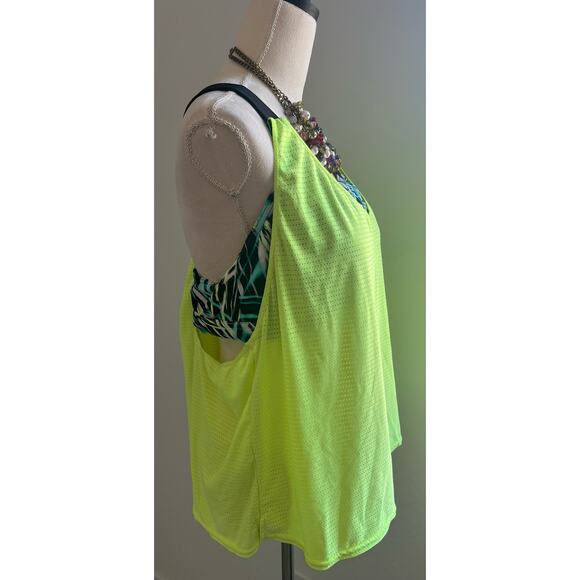 ZeroXposur Mesh Racerback Tankini Builtin Bra Black/Yellow/Teal UPF 30+Sun 0X - Picture 7 of 11